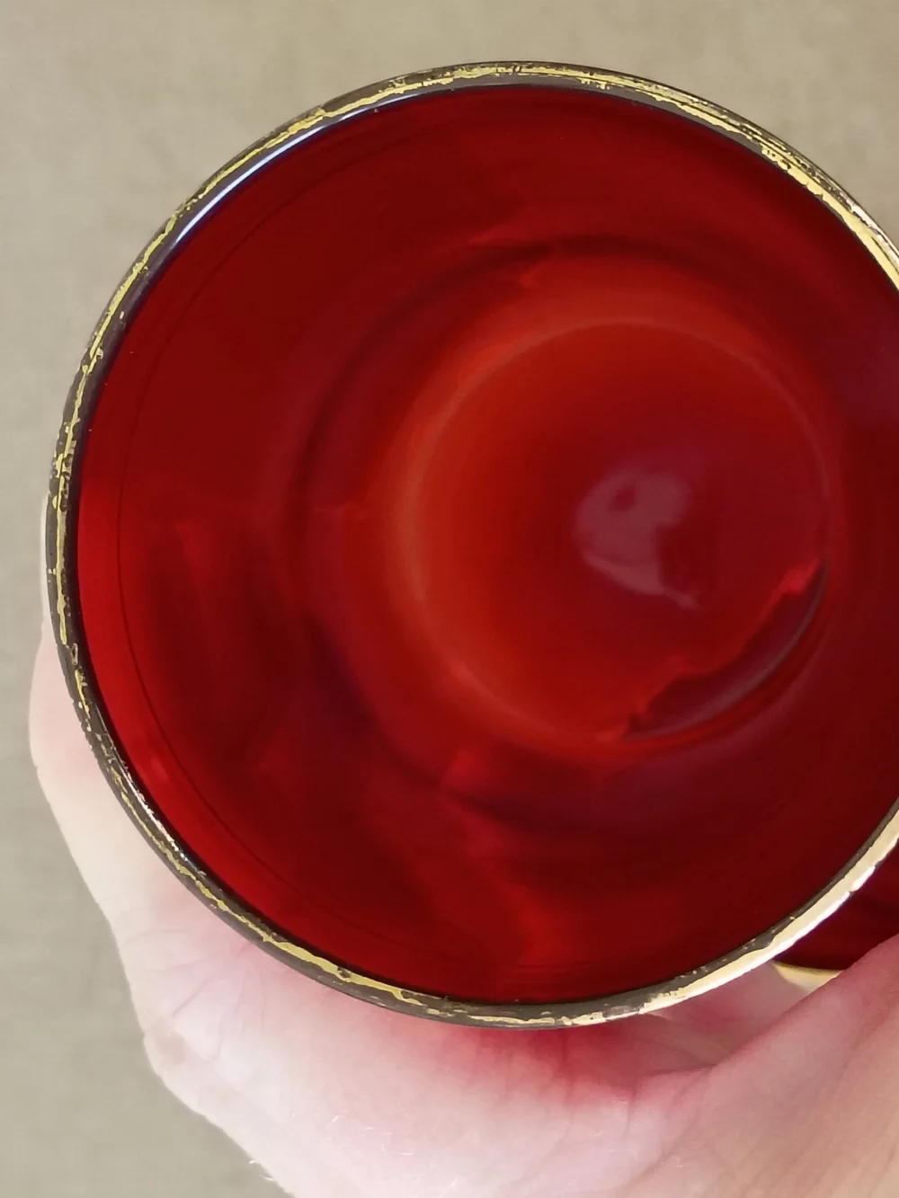 Set of Four 1930's ruby red with gold rim and band